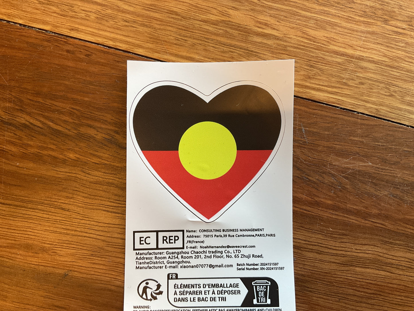 Aboriginal Flag Sticker - Love Heart