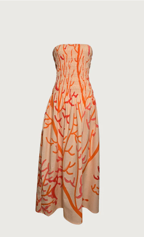 Liandra - Strapless Maxi Dress CORAL OF LIFE