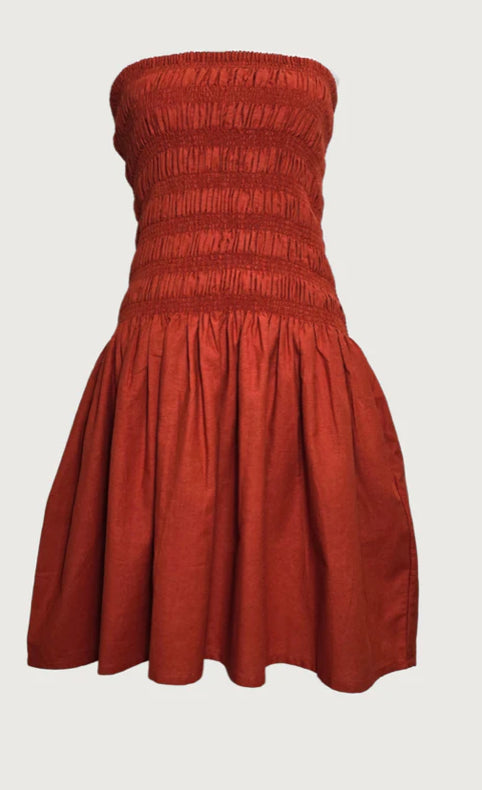Liandra - Strapless Mini Dress BURNT ORANGE