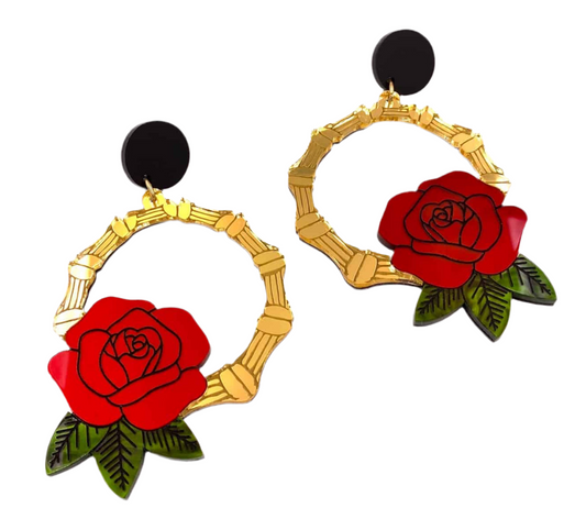 Haus of Dizzy - 'Amy' Rose Bamboo Hoop Earrings