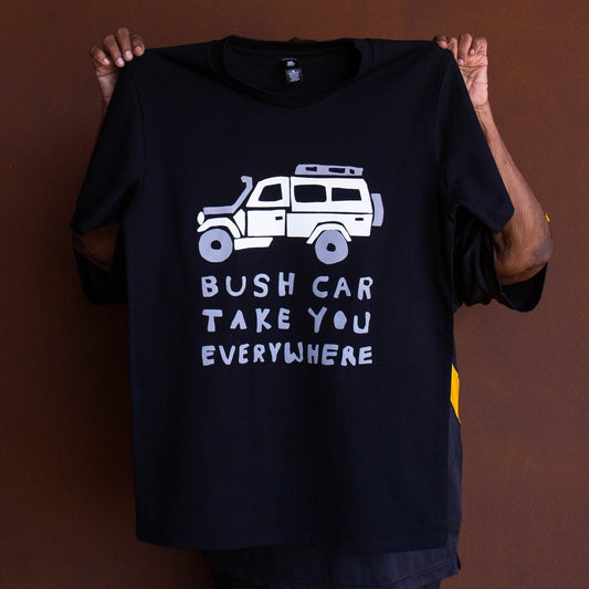Town Camp Designs - T-Shirt on Black - Bush Car