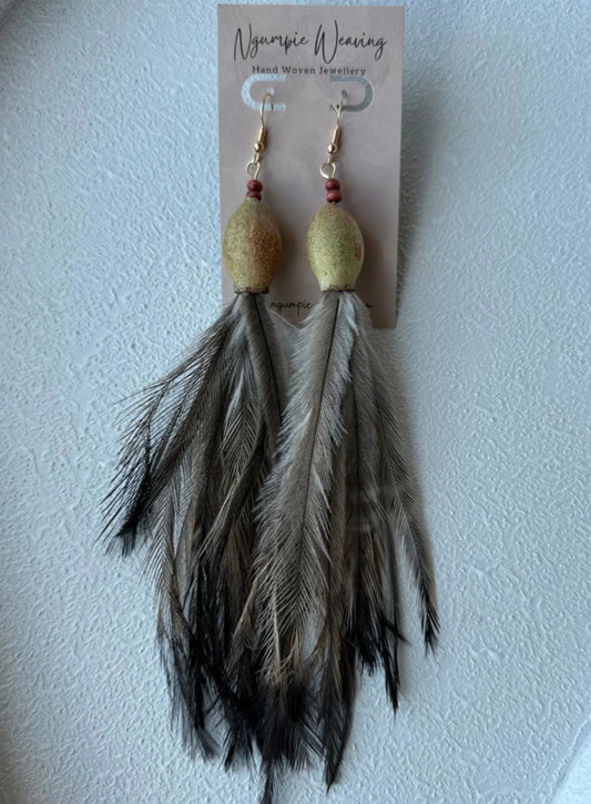 Ngumpie Weaving - Gum Nut Feather Earrings