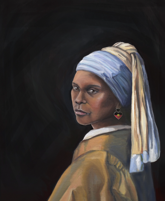 Brandi Salmon - Aunty with a Blak earring - Oil Painting