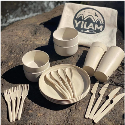 Yilam - 4 Person Wheat Plastic Dinner Set